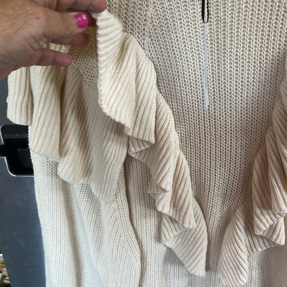 NWT Prologue Womens Sweater Cottage Core Creamy Ivory Ruffly women’s Sz XXL - Picture 4 of 9